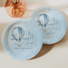 Auf und ab! Blue Hot Air Balloon Baby Dusche Pappteller