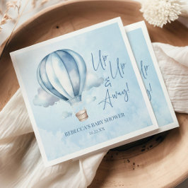Auf und ab! Blue Hot Air Balloon Baby Dusche Serviette