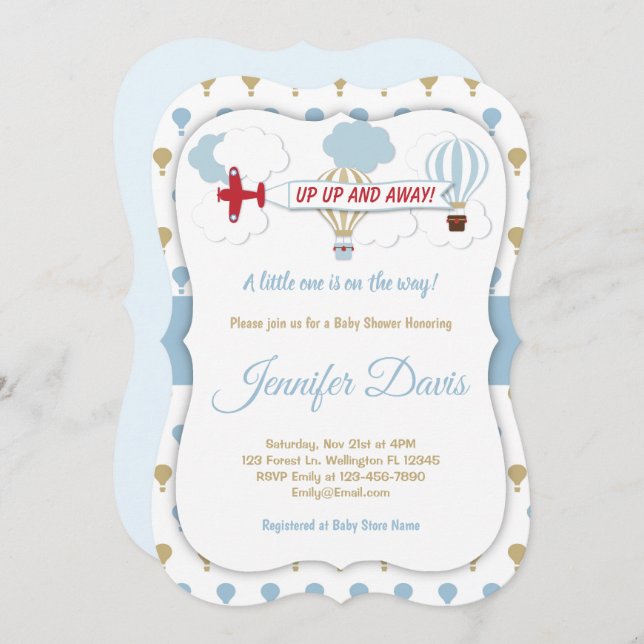 Auf und ab! Einladung der Babydusche (Vorne/Hinten)