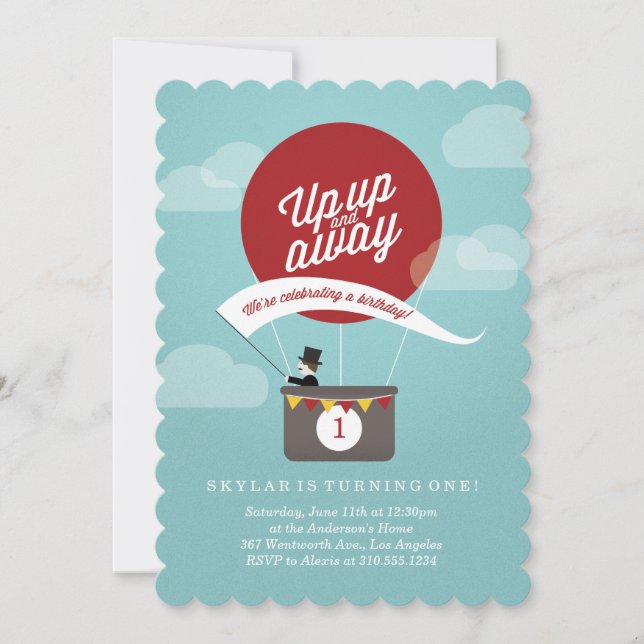 Auf und ab Geburtstag Einladung (Vorderseite)