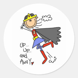 Auf und ab Girl Hero Runder Aufkleber