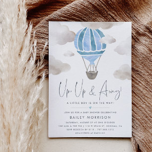Auf und ab Heißluftballon Babydusche Einladung