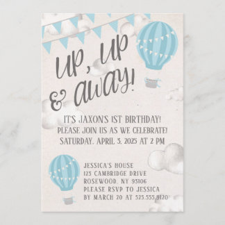 Auf und ab Heißluftballon Geburtstagsparty Einladung