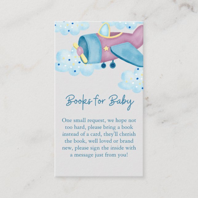 Auf und ab Lila graue Flugzeugbücher für Baby Begleitkarte (Vorderseite)