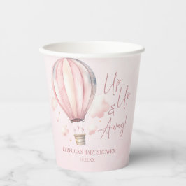 Auf und ab! Pink Hot Air Ballon Babydusche Pappbecher