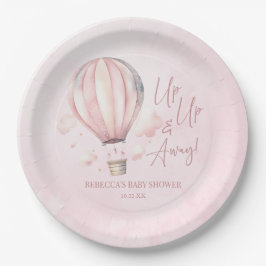 Auf und ab! Pink Hot Air Ballon Babydusche Pappteller