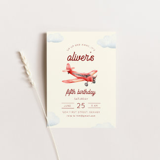Auf- und Abflug Flugzeug zum Geburtstag einladen Einladung