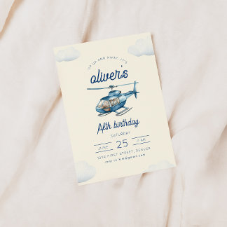 Auf- und Abflug Hubschrauberflug zum Geburtstag Ei Einladung