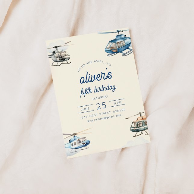 Auf- und Abflug Hubschrauberflug zum Geburtstag Ei Einladung (Von Creator hochgeladen)