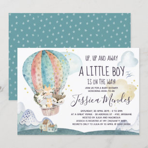 Auf- und Abreise Tiere Maske Baby Dusche Einladung