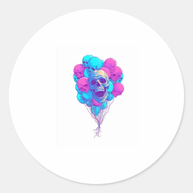 Auf und � Funny Floating Skull Runder Aufkleber (Vorderseite)