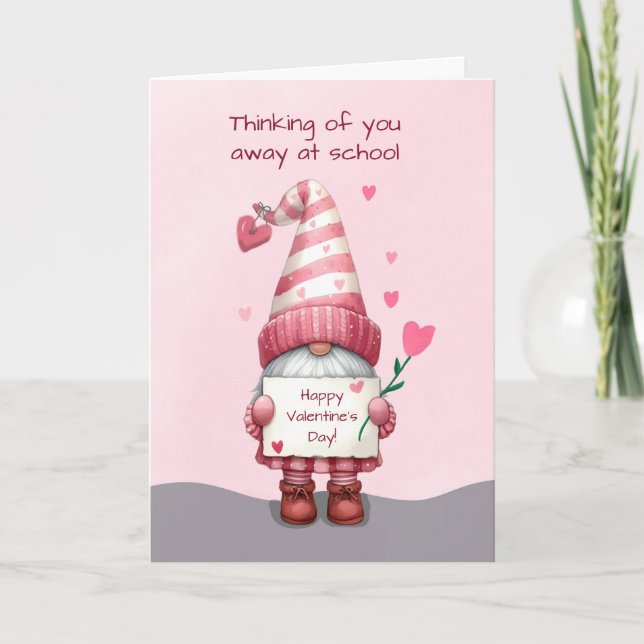 Auf Uni Rosa Valentinstag Gnome Karte (Vorderseite)