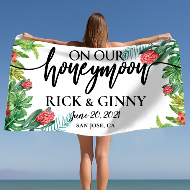 Auf unseren Flitterwochen - Personalisierte Flitte Strandtuch (On Our Honeymoon - Personalized Honeymoon Beach Towel)