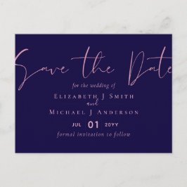 AUF VERKAUF! Navy Blue Rosegold Save the Date Hoch Postkarte