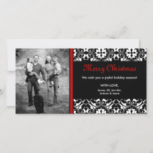 AUF VERKAUF! Red Christmas Damask Foto CARD Feiertagskarte