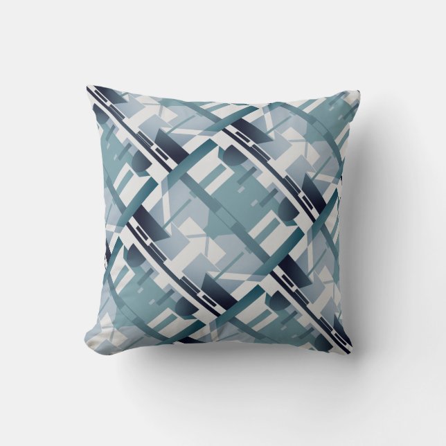 Auf weißem Slanted Motif Aquamarines Licht- und Du Kissen (Vorderseite)