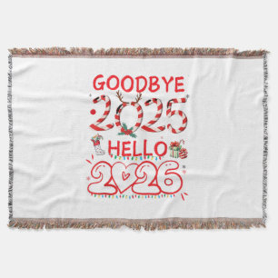 Auf Wiedersehen 2025 Hallo 2026 Frohe Weihnachten Decke
