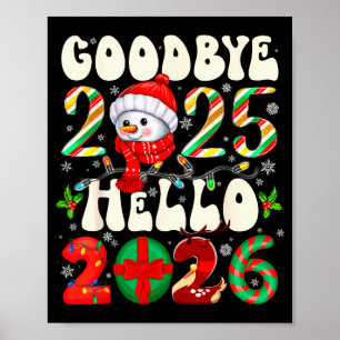 Auf Wiedersehen 2025 Hallo 2026 Frohe Weihnachten Poster