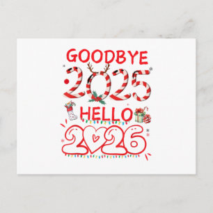 Auf Wiedersehen 2025 Hallo 2026 Frohe Weihnachten  Postkarte