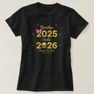 Auf Wiedersehen 2025 Hallo 2026 Frohes Neues Jahr  T-Shirt