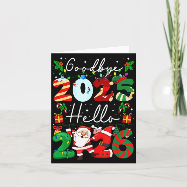 Auf Wiedersehen 2025 Hallo 2026 Frohes Silvester C Karte (Vorderseite)