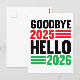Auf Wiedersehen 2025, Hallo 2026: Happy New Year 2 Postkarte
