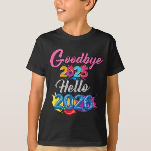 Auf Wiedersehen 2025 Hallo 2026 Kinder Lustiges Ne T-Shirt