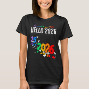 Auf Wiedersehen 2025 Hallo 2026 Lustige Cartoon Ne T-Shirt