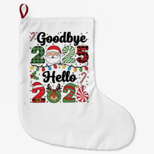 Auf Wiedersehen 2025 Hallo 2026 Neujahrsvorsatz Großer Weihnachtsstrumpf