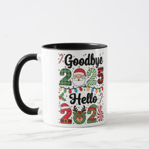 Auf Wiedersehen 2025 Hallo 2026 Neujahrsvorsatz   Tasse