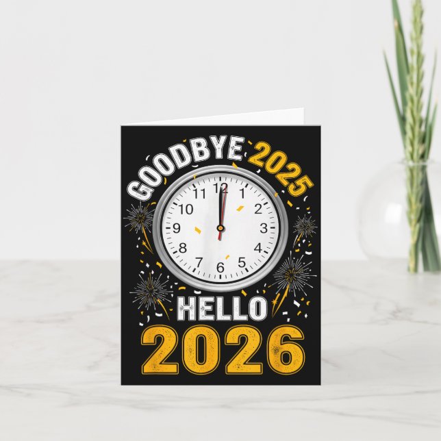 Auf Wiedersehen 2025 Hallo 2026 T-Shirt Mit Uhr Ne Karte (Vorderseite)