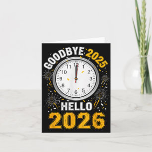 Auf Wiedersehen 2025 Hallo 2026 Tee Mit Uhr Neujah Karte