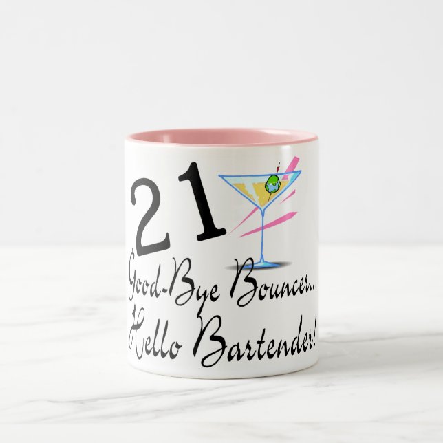 Auf Wiedersehen Barkeeper des Prahler-21 hallo Zweifarbige Tasse (Mittel)