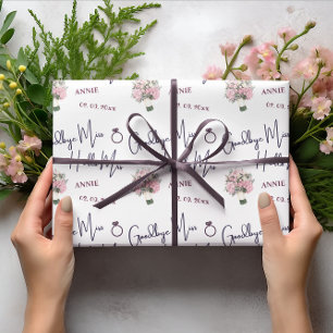 Auf Wiedersehen Fräulein Hallo Frau Florale Hochze Geschenkpapier