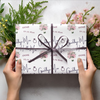 Auf Wiedersehen Fräulein Hallo Frau Florale Hochze Geschenkpapier