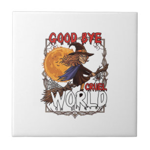 Auf Wiedersehen Grausame Welt Hexe Halloween Vollm Fliese