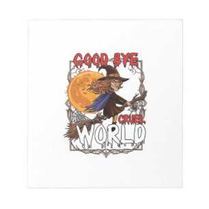 Auf Wiedersehen grausame Welt Hexe Halloween Vollm Notizblock