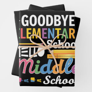 Auf Wiedersehen Grundschule Hallo Mittelschule Geschenkpapier Set