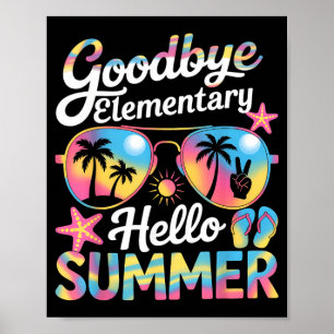 Auf Wiedersehen Grundschule Hallo Sommer Jungen Mä Poster
