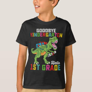 Auf Wiedersehen Kindergarten Hallo 1. Klasse T Rex T-Shirt