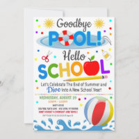 Auf Wiedersehen Pool Hallo Schule Party-Einladung