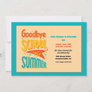 Auf Wiedersehen Schule Hallo Sommer Einladung