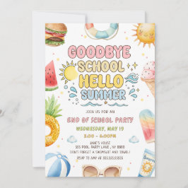 Auf Wiedersehen Schule, Hallo Sommer, Schulabschlu Einladung