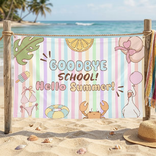 Auf Wiedersehen Schule Hallo Sommer Streifen Paste Banner