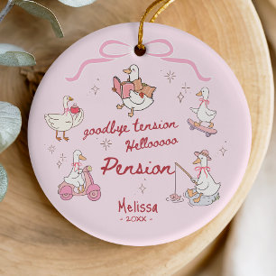 Auf Wiedersehen Spannung, hallo Rente, dummer Ente Keramik Ornament