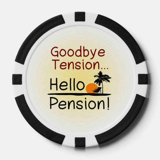 Auf Wiedersehen Tension, Hallo Pension Funny Retir Pokerchips (Vorderseite)