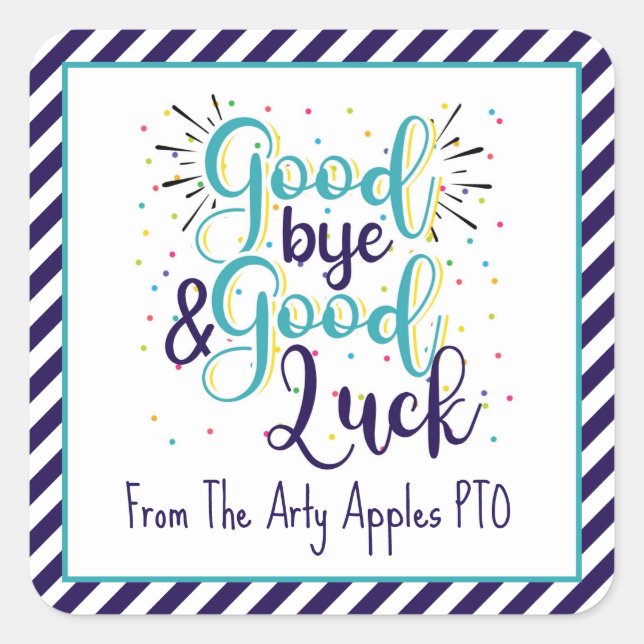 Auf Wiedersehen und viel Glück Quadratischer Aufkleber (Vorderseite)