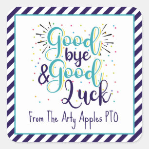 Auf Wiedersehen und viel Glück Quadratischer Aufkleber