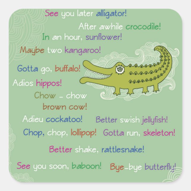 Auf Wiedersehen und Viel Glück von Group, Alligato Quadratischer Aufkleber (Vorderseite)