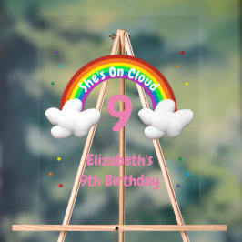 Auf Wolke 9! Regenbogen-Geburtstag Acrylschild